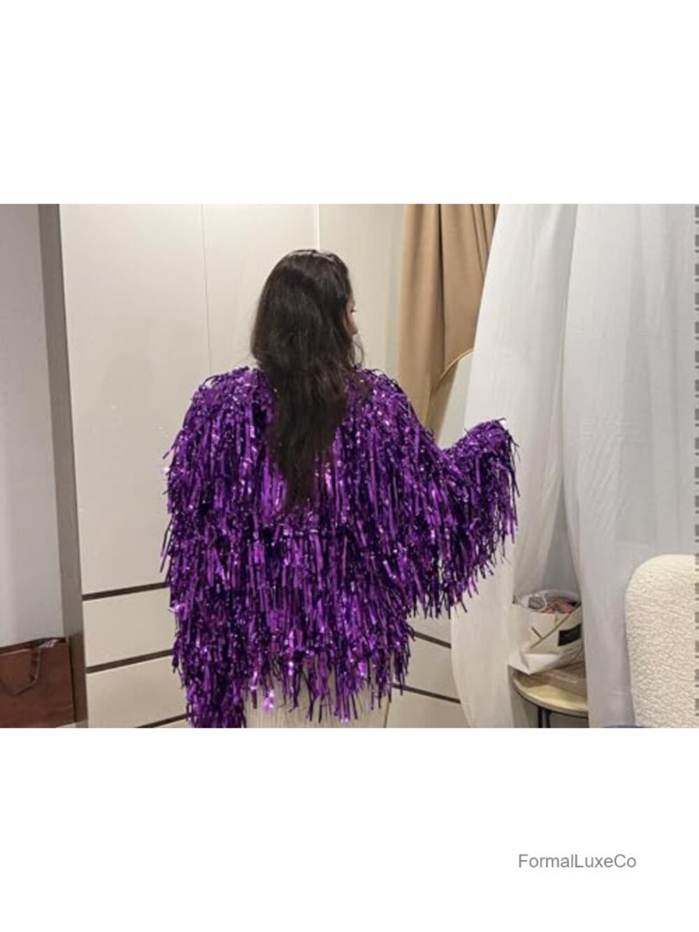 Unisex Thick Metallic Tinsel Foil Jacket Extra Dense Glitter Costume Rave - Picture 2 of 6